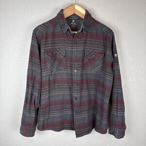 Kuhl Men Disordr Heavyweight Flannel Shirt Jacket Long Sleeve Size XL Gray Plaid